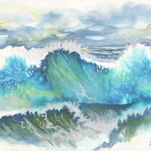 "Storms are Brewing" Storms are nearby in this depiction of wild waves. 9x12 prints available as well as larger prints by request.